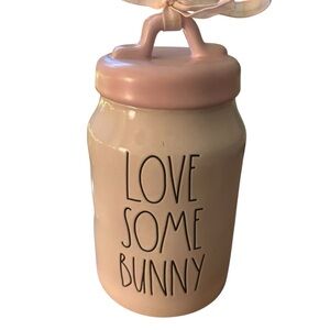 Rae Dunn LOVE SOME BUNNY Canister Pink Lid Easter Decor